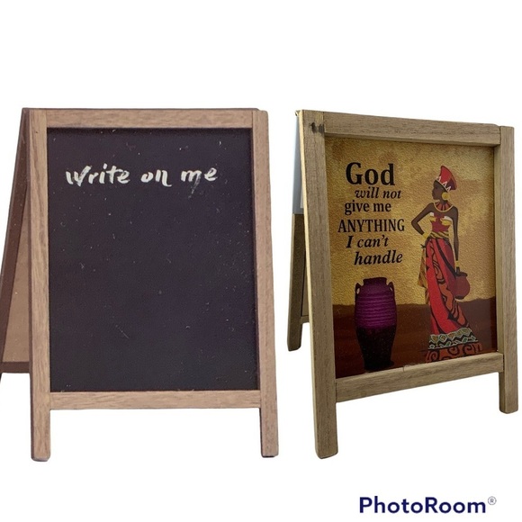 Table Decor Chalkboard African Art Easel Picture Sign Double Sided - Picture 9 of 14